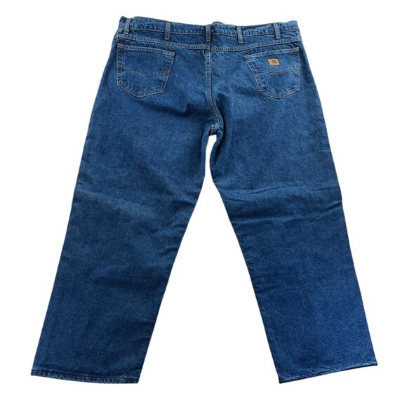 Carhartt Mens Work Jeans Size 46x30 Relaxed Fit Blue Denim B21DST Straight Leg - Picture 2 of 15